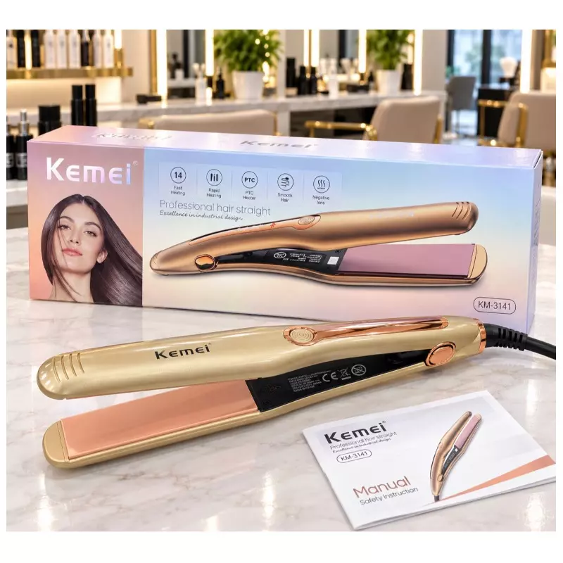 اتو مو حرفه ای کیمی kemei مدل km-3141 رنگ طلایی رزگلد 37299